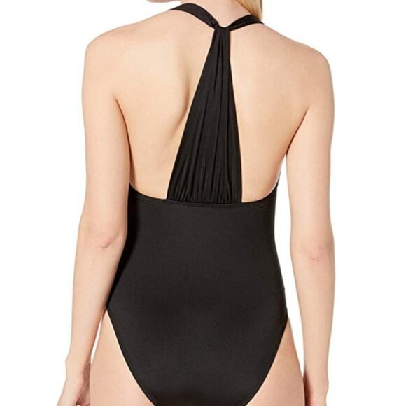 NWT BCBGMaxazria Black Cutout One Piece Bathing Suit Size 2 - Picture 2 of 9